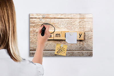 Magnetic dry erase board Family lettering