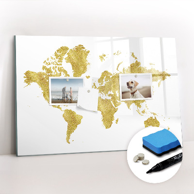 Magnetic dry erase board Golden world map