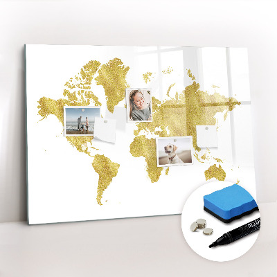 Magnetic dry erase board Golden world map