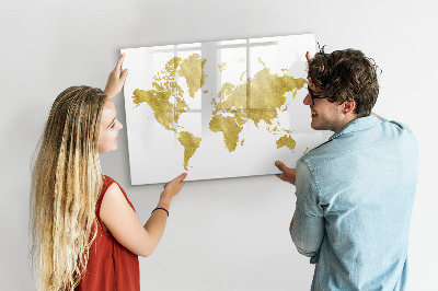 Magnetic writing board Golden world map