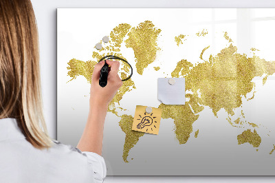 Magnetic writing board Golden world map