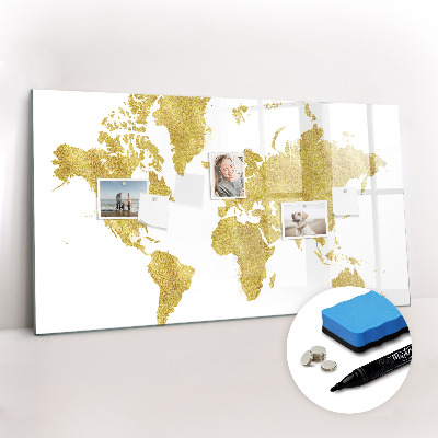 Magnetic dry erase board Golden world map