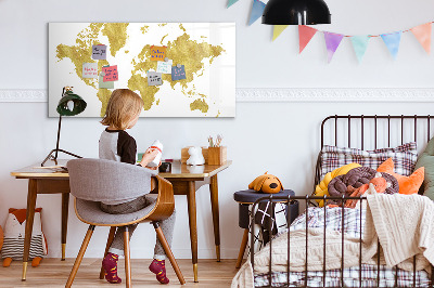 Magnetic dry erase board Golden world map