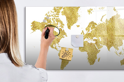 Magnetic dry erase board Golden world map