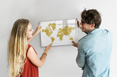 Magnetic dry erase board Golden world map