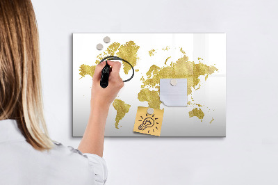 Magnetic dry erase board Golden world map