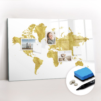 Magnetic writing board Golden world map