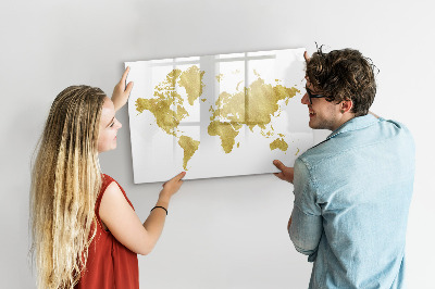 Magnetic writing board Golden world map