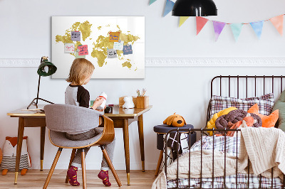 Magnetic writing board Golden world map