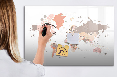 Dry erase magnetic board World map