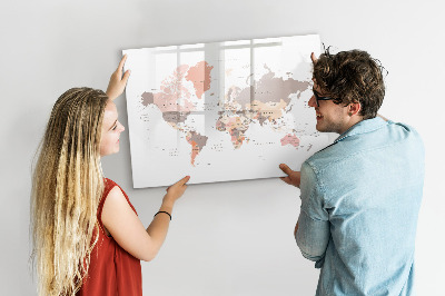Dry erase magnetic board World map
