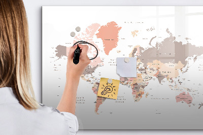 Dry erase magnetic board World map