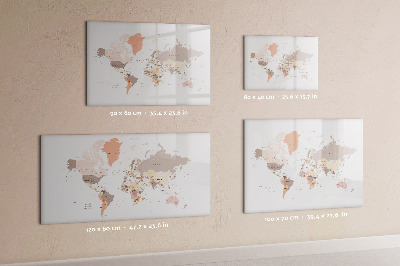 Dry erase magnetic board World map