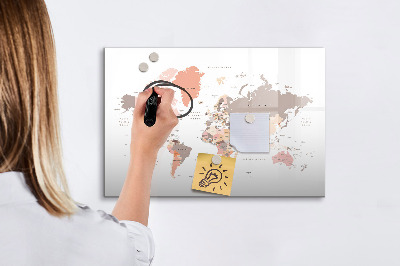 Dry erase magnetic board World map