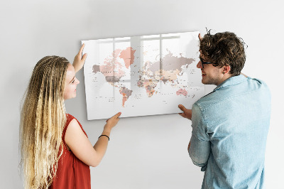 Dry erase magnetic board World map
