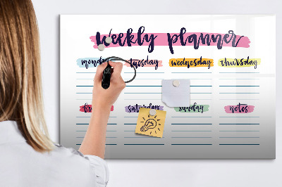 Dry erase magnetic board Handwritten planner
