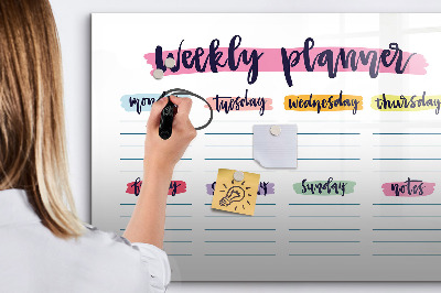 Dry erase magnetic board Handwritten planner