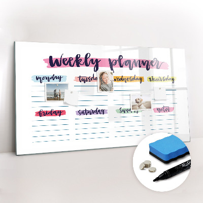Dry erase magnetic board Handwritten planner