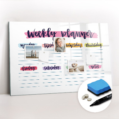 Dry erase magnetic board Handwritten planner
