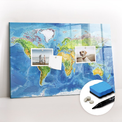 Magnetic dry erase board World map