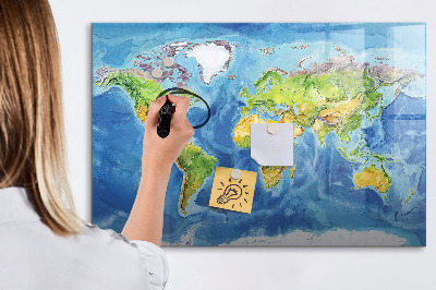Magnetic dry erase board World map