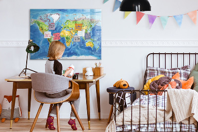Magnetic dry erase board World map
