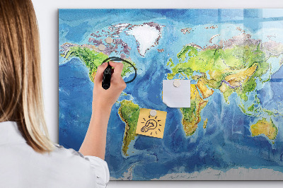 Magnetic dry erase board World map