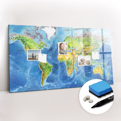 Magnetic dry erase board World map