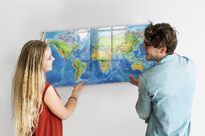 Magnetic dry erase board World map