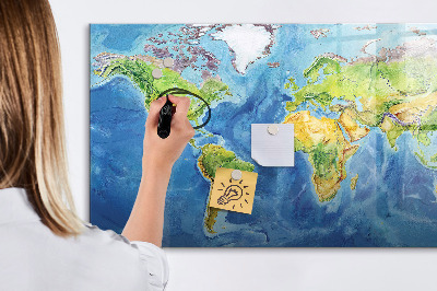 Magnetic dry erase board World map