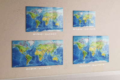 Magnetic dry erase board World map