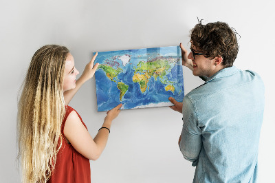 Magnetic dry erase board World map