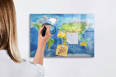 Magnetic dry erase board World map