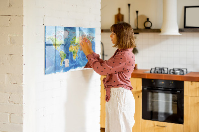 Magnetic dry erase board World map