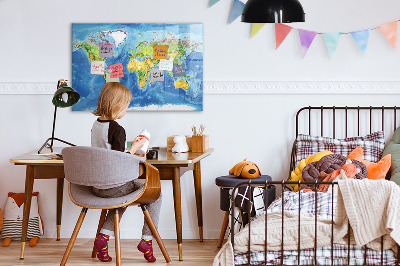Magnetic dry erase board World map