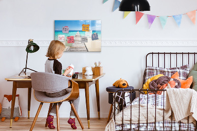 Dry erase magnetic board Tropical island