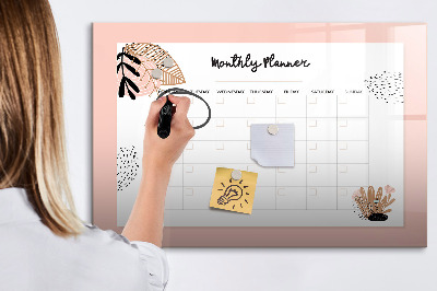 Magnetic drawing board Monthly Planner with Flowers