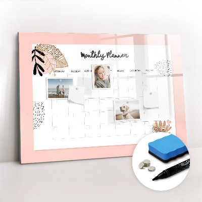 Dry erase magnetic board Monthly Planner with Flowers