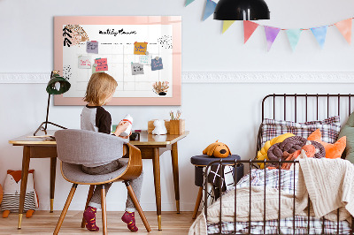 Dry erase magnetic board Monthly Planner with Flowers