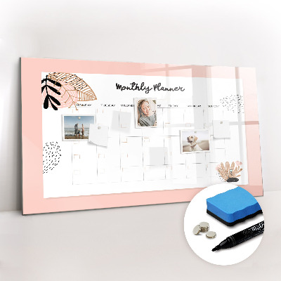 Dry erase magnetic board Monthly Planner with Flowers