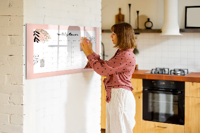 Dry erase magnetic board Monthly Planner with Flowers