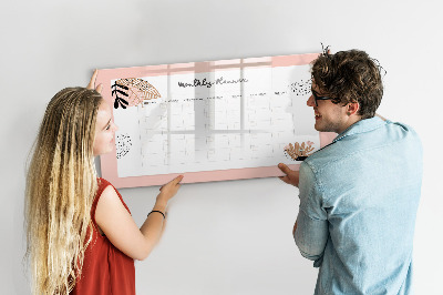 Dry erase magnetic board Monthly Planner with Flowers