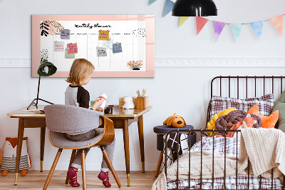 Dry erase magnetic board Monthly Planner with Flowers