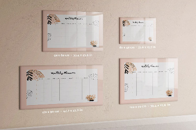 Dry erase magnetic board Monthly Planner with Flowers
