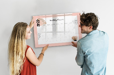 Dry erase magnetic board Monthly Planner with Flowers