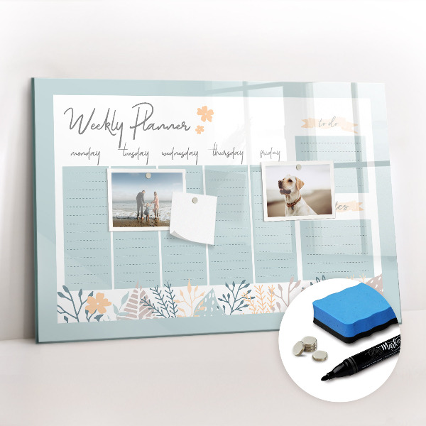 Dry erase magnetic board Weekly Schedule