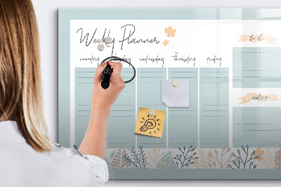 Dry erase magnetic board Weekly Schedule