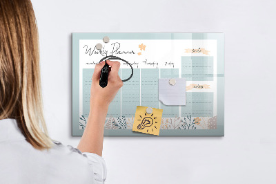 Dry erase magnetic board Weekly Schedule
