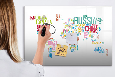 Dry erase magnetic board Map with Country Names