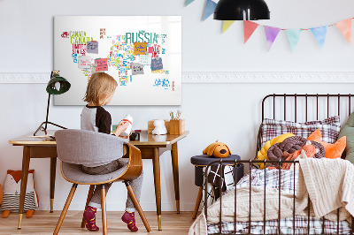 Dry erase magnetic board Map with Country Names